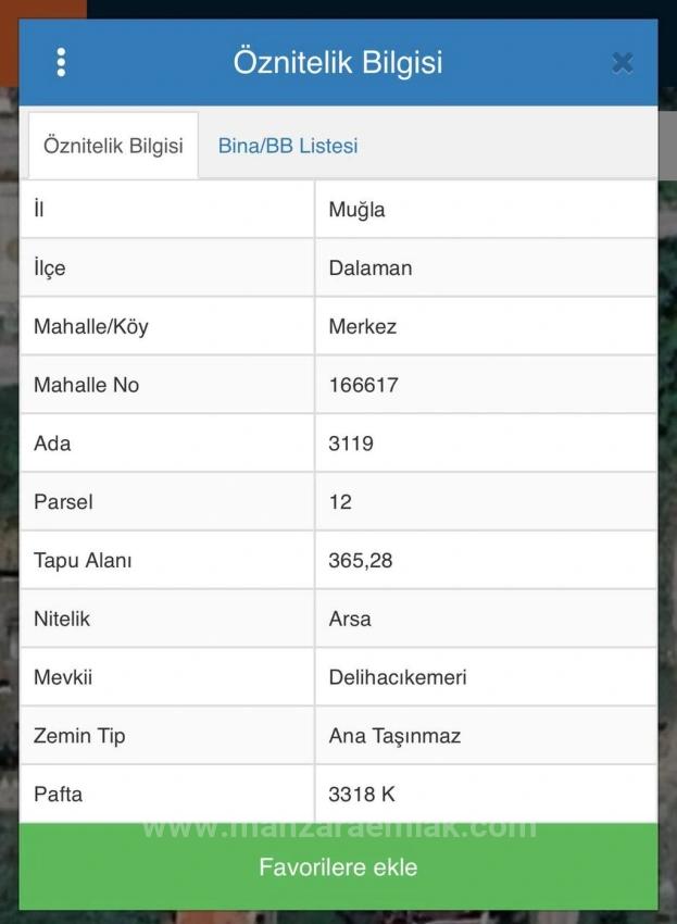 Dalaman Karaçalı Mahallesinde Satılık İmarlı Arsa